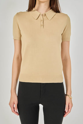 ENDLESS ROSE - Collared Short Sleeve Sweater - SWEATERS & KNITS available at Objectrare