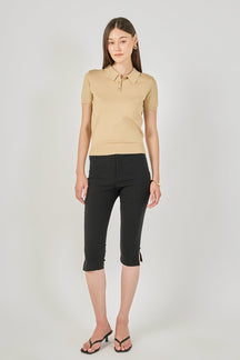 ENDLESS ROSE - Collared Short Sleeve Sweater - SWEATERS & KNITS available at Objectrare