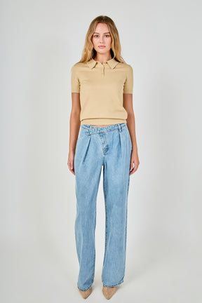 ENDLESS ROSE - Collared Short Sleeve Sweater - SWEATERS & KNITS available at Objectrare