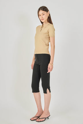 ENDLESS ROSE - Collared Short Sleeve Sweater - SWEATERS & KNITS available at Objectrare