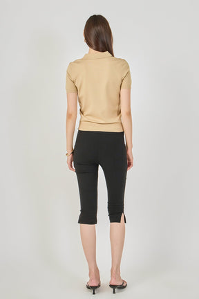 ENDLESS ROSE - Collared Short Sleeve Sweater - SWEATERS & KNITS available at Objectrare