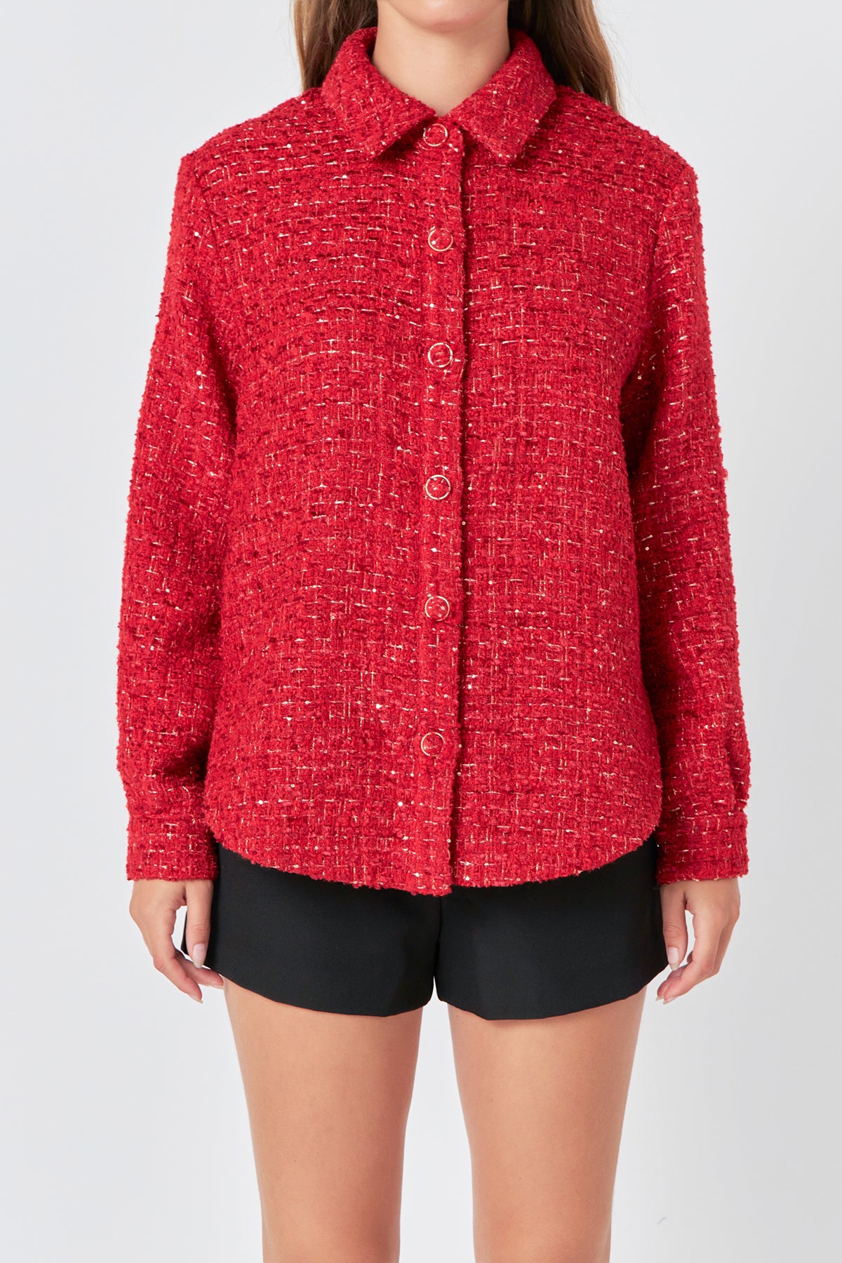 ENDLESS ROSE - Tweed Shirt - TOPS available at Objectrare