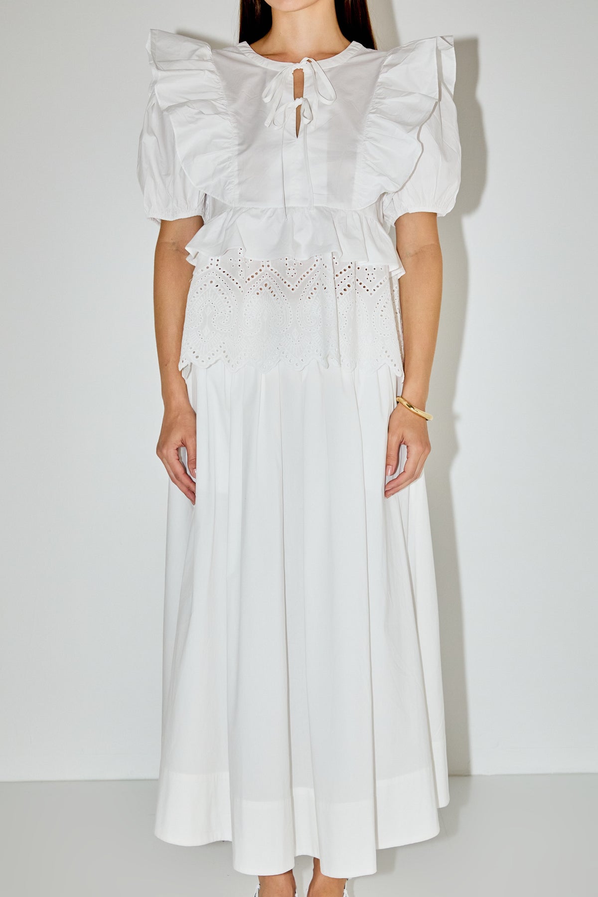 LA'VEN - Cotton Eyelet Blouse Top - TOPS available at Objectrare