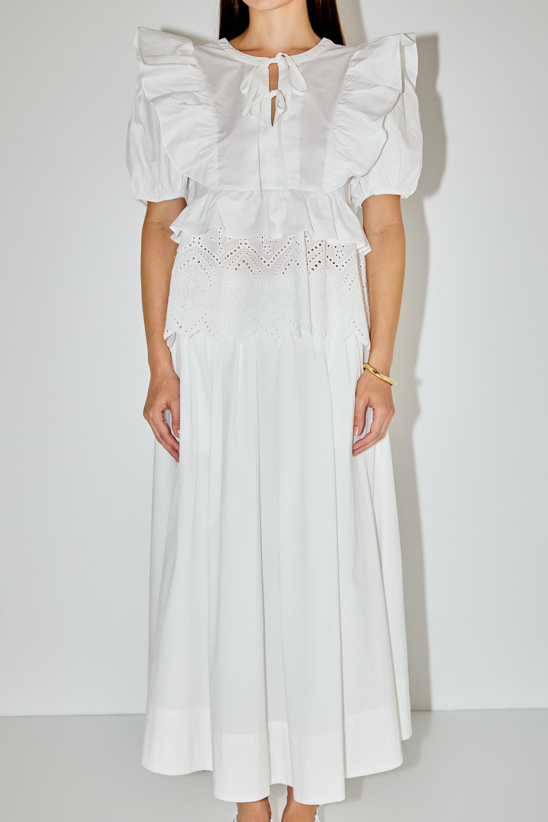 LA'VEN - Cotton Eyelet Blouse Top - TOPS available at Objectrare