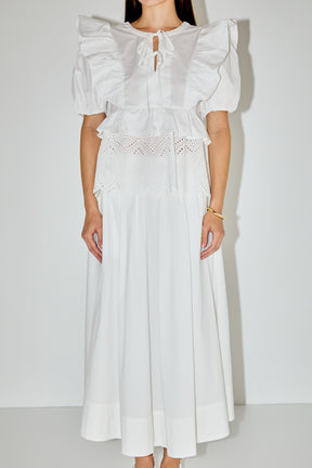 LA'VEN - Cotton Eyelet Blouse Top - TOPS available at Objectrare