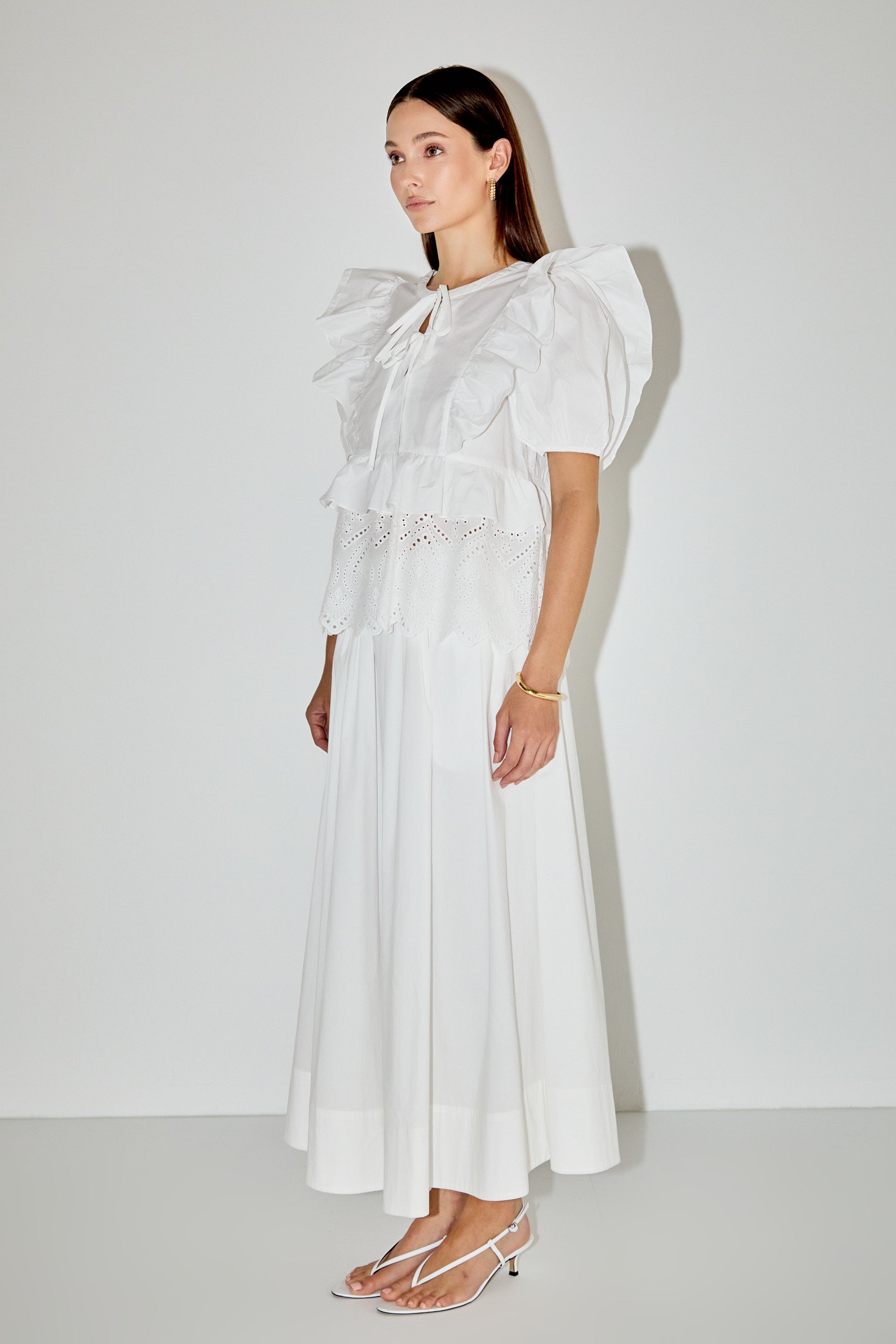 LA'VEN - Cotton Eyelet Blouse Top - TOPS available at Objectrare