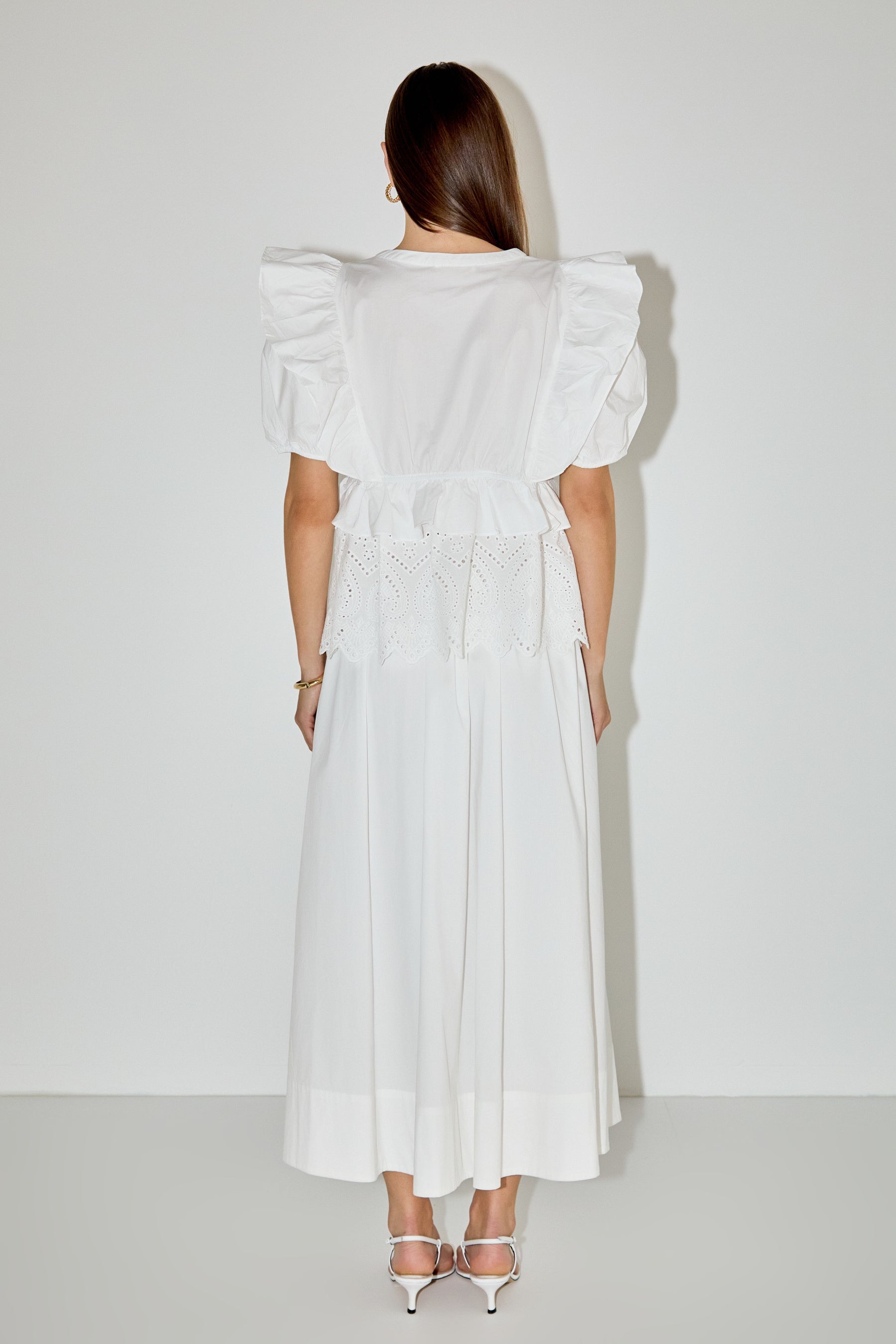 LA'VEN - Cotton Eyelet Blouse Top - TOPS available at Objectrare