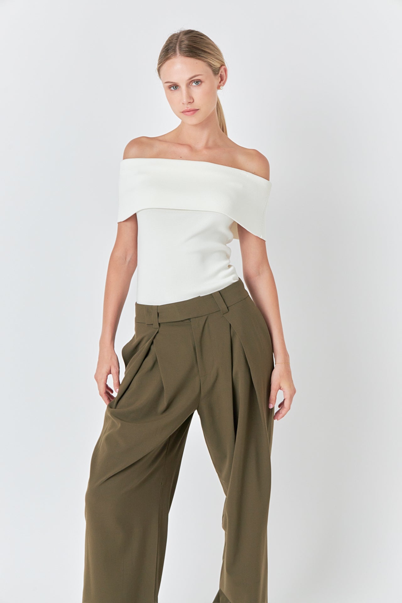 ENDLESS ROSE - Knit Off Shoulder Top - TOPS available at Objectrare