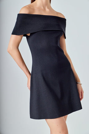 ENDLESS ROSE - Off Shoulder Lurex Knit Mini Dress - DRESSES available at Objectrare