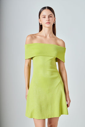ENDLESS ROSE - Off Shoulder Lurex Knit Mini Dress - DRESSES available at Objectrare