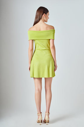 ENDLESS ROSE - Off Shoulder Lurex Knit Mini Dress - DRESSES available at Objectrare