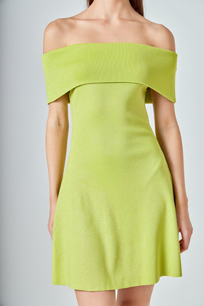 ENDLESS ROSE - Off Shoulder Lurex Knit Mini Dress - DRESSES available at Objectrare