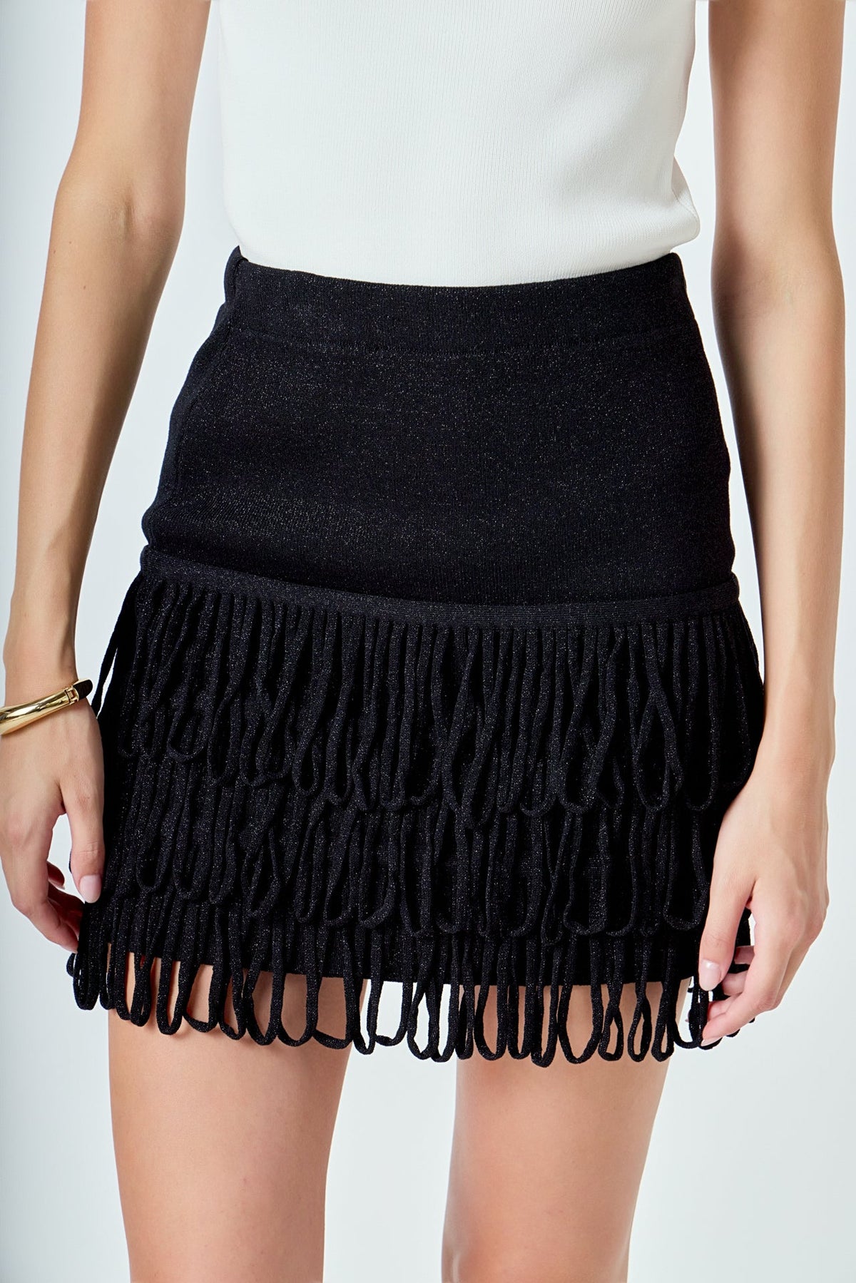 ENDLESS ROSE - Lurex Knit Loop Mini Skirt - SKIRTS available at Objectrare