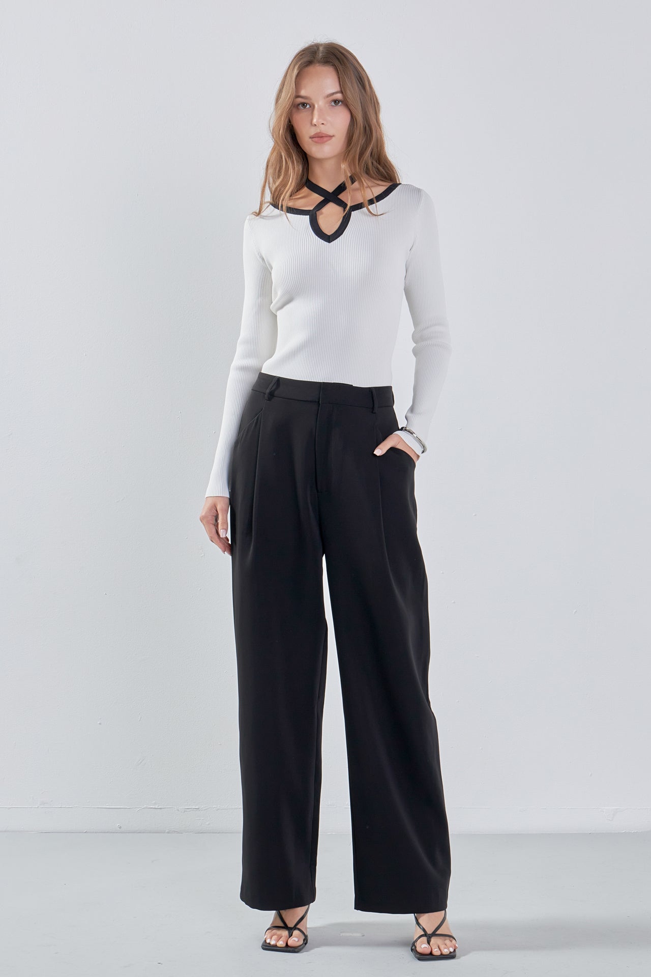 ENDLESS ROSE - Knit Cutout Halter Top - SWEATERS & KNITS available at Objectrare