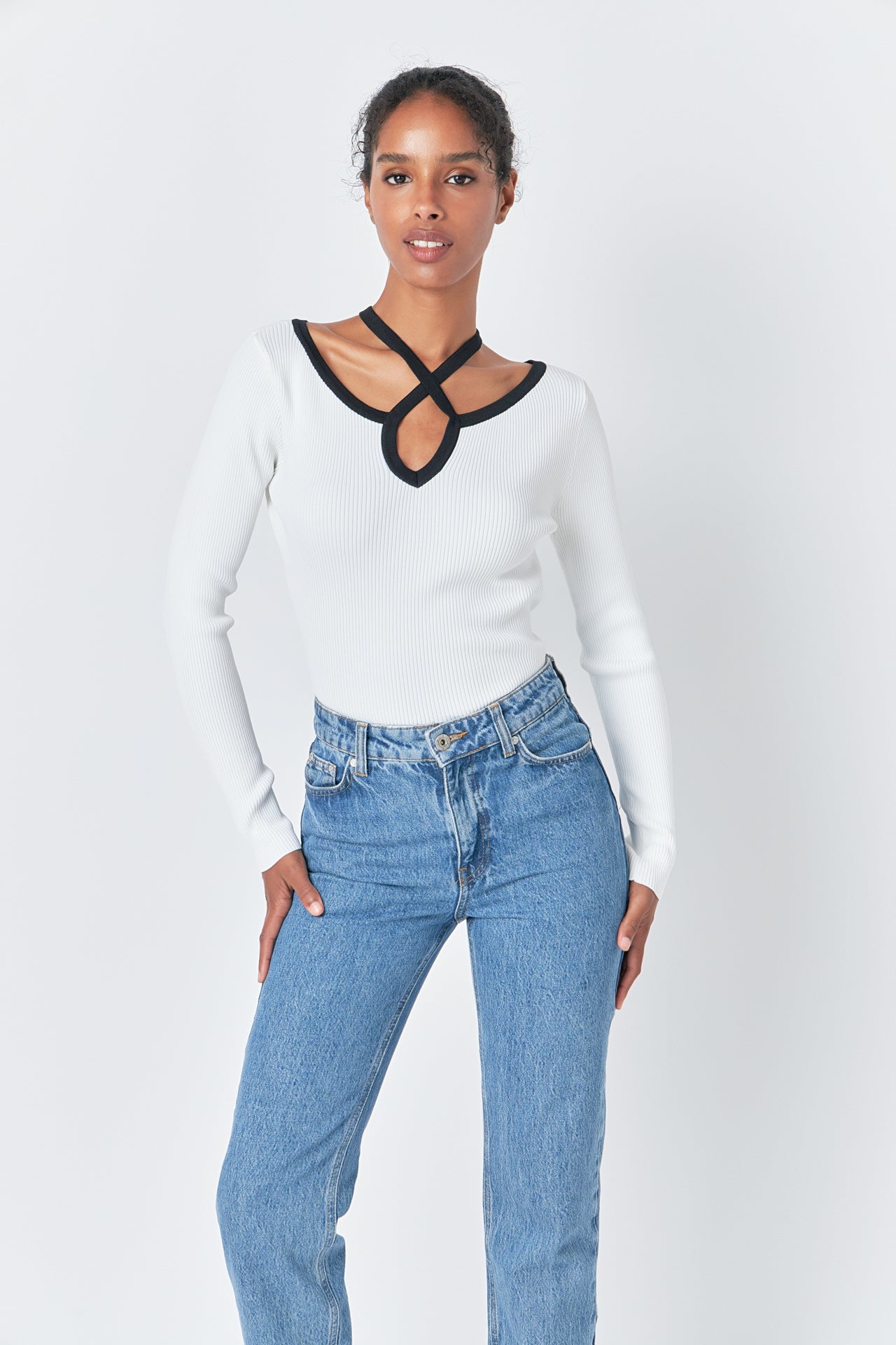 ENDLESS ROSE - Knit Cutout Halter Top - SWEATERS & KNITS available at Objectrare