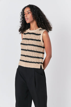 ENDLESS ROSE - Sequins Stripe Knit Top - SWEATERS & KNITS available at Objectrare