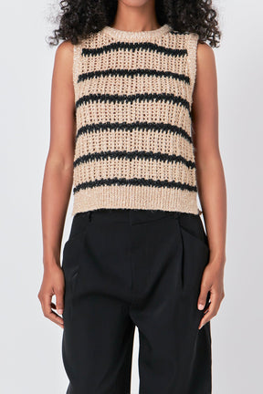 ENDLESS ROSE - Sequins Stripe Knit Top - SWEATERS & KNITS available at Objectrare