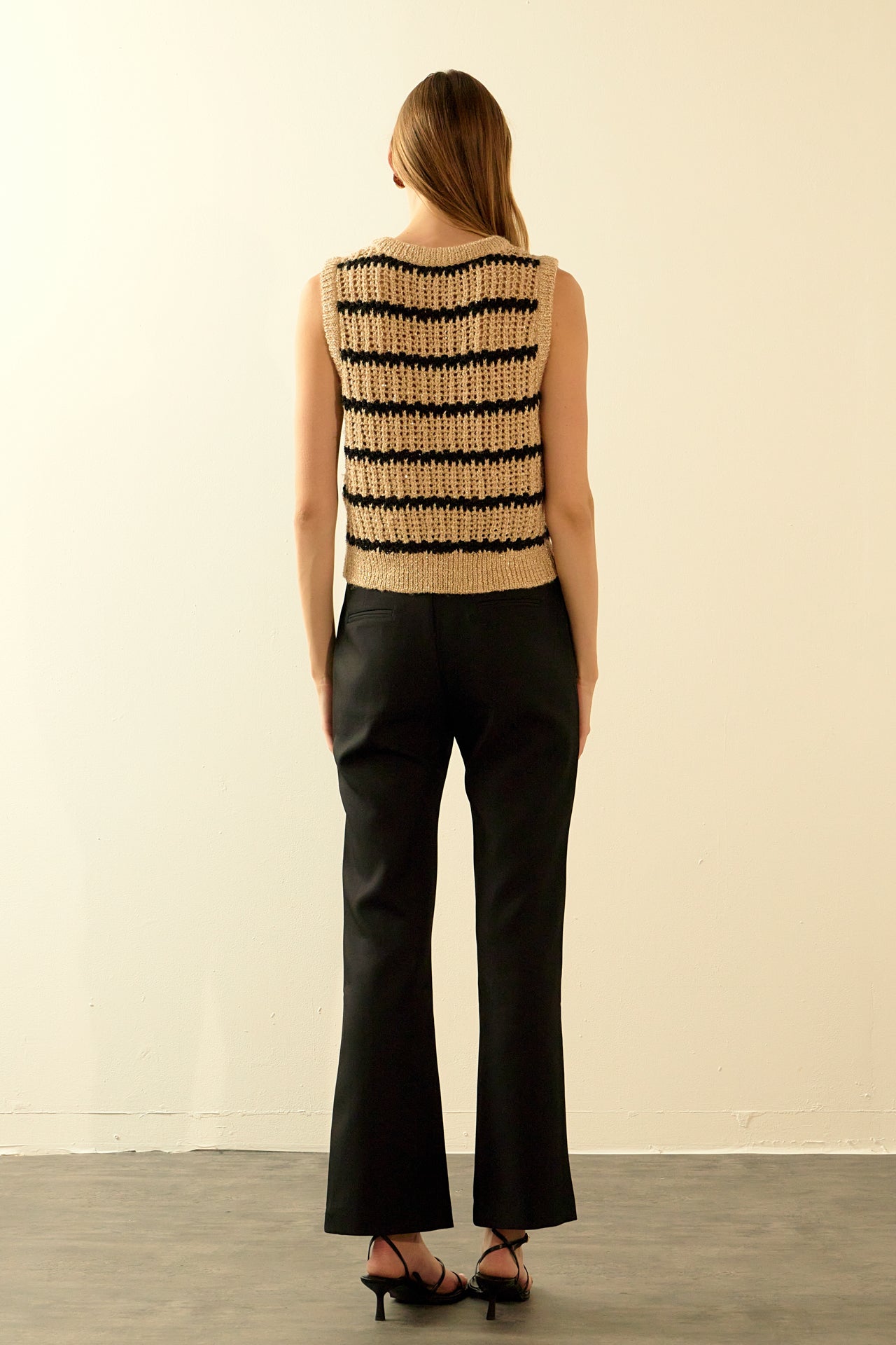 Sequins Stripe Knit Top