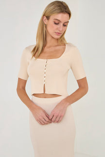 ENDLESS ROSE - Half Sleeve Button Up Cardigan Top - TOPS available at Objectrare