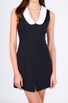 Contrast Shawl Lapel Mini Dress