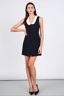 Contrast Shawl Lapel Mini Dress