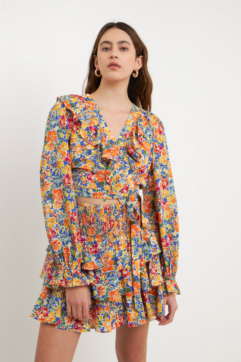 ENDLESS ROSE - Front Wrap Floral Top - TOPS available at Objectrare