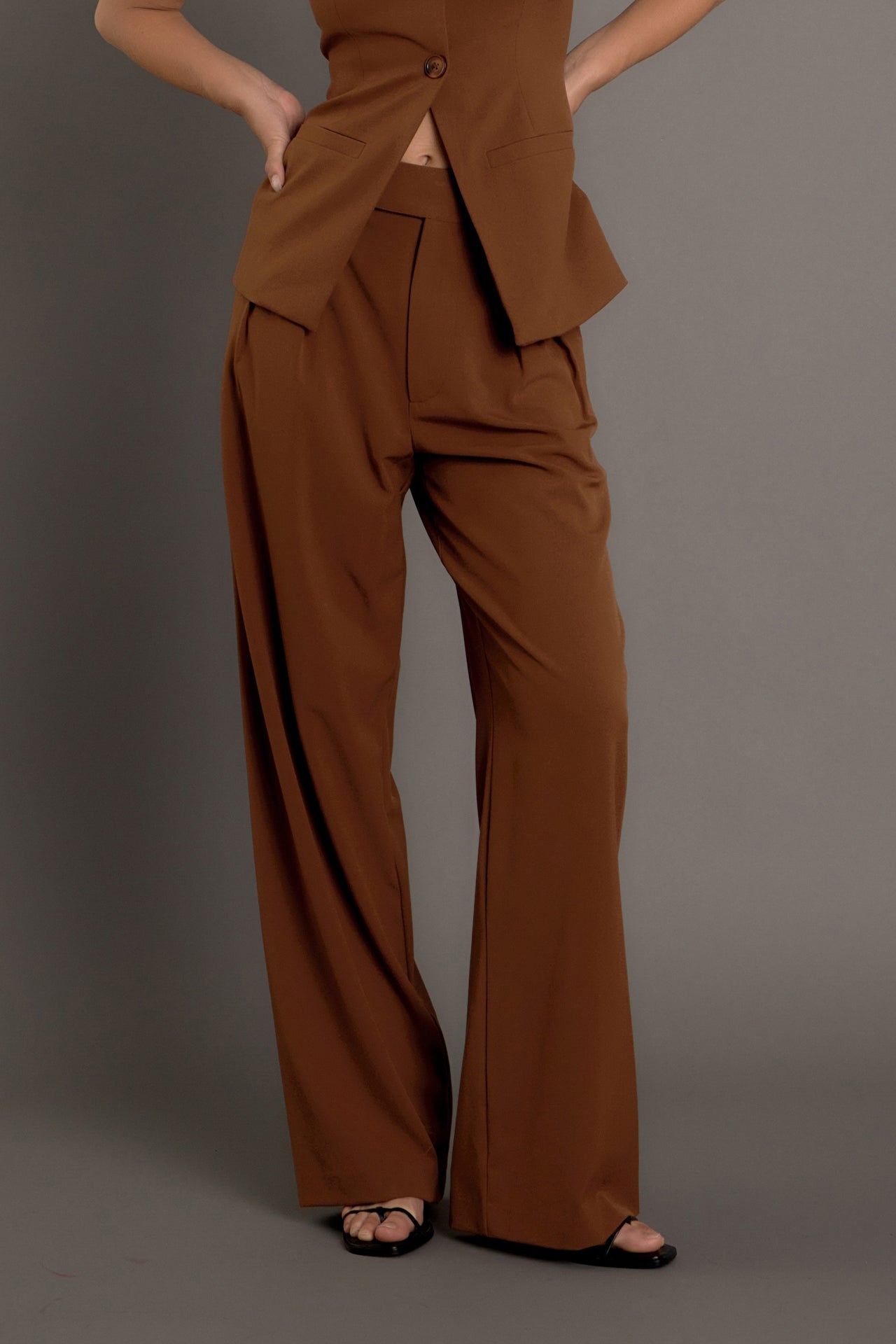 ENDLESS ROSE - Mid Rise Pleated Wide leg Trousers - PANTS available at Objectrare