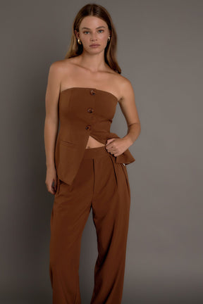 ENDLESS ROSE - Mid Rise Pleated Wide leg Trousers - PANTS available at Objectrare