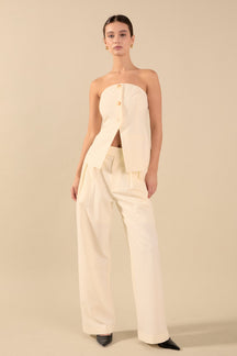 ENDLESS ROSE - Lexy Relaxed Mid Rise Pleated Wide leg Trousers - PANTS available at Objectrare