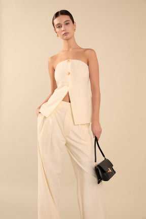 ENDLESS ROSE - Lexy Relaxed Mid Rise Pleated Wide leg Trousers - PANTS available at Objectrare