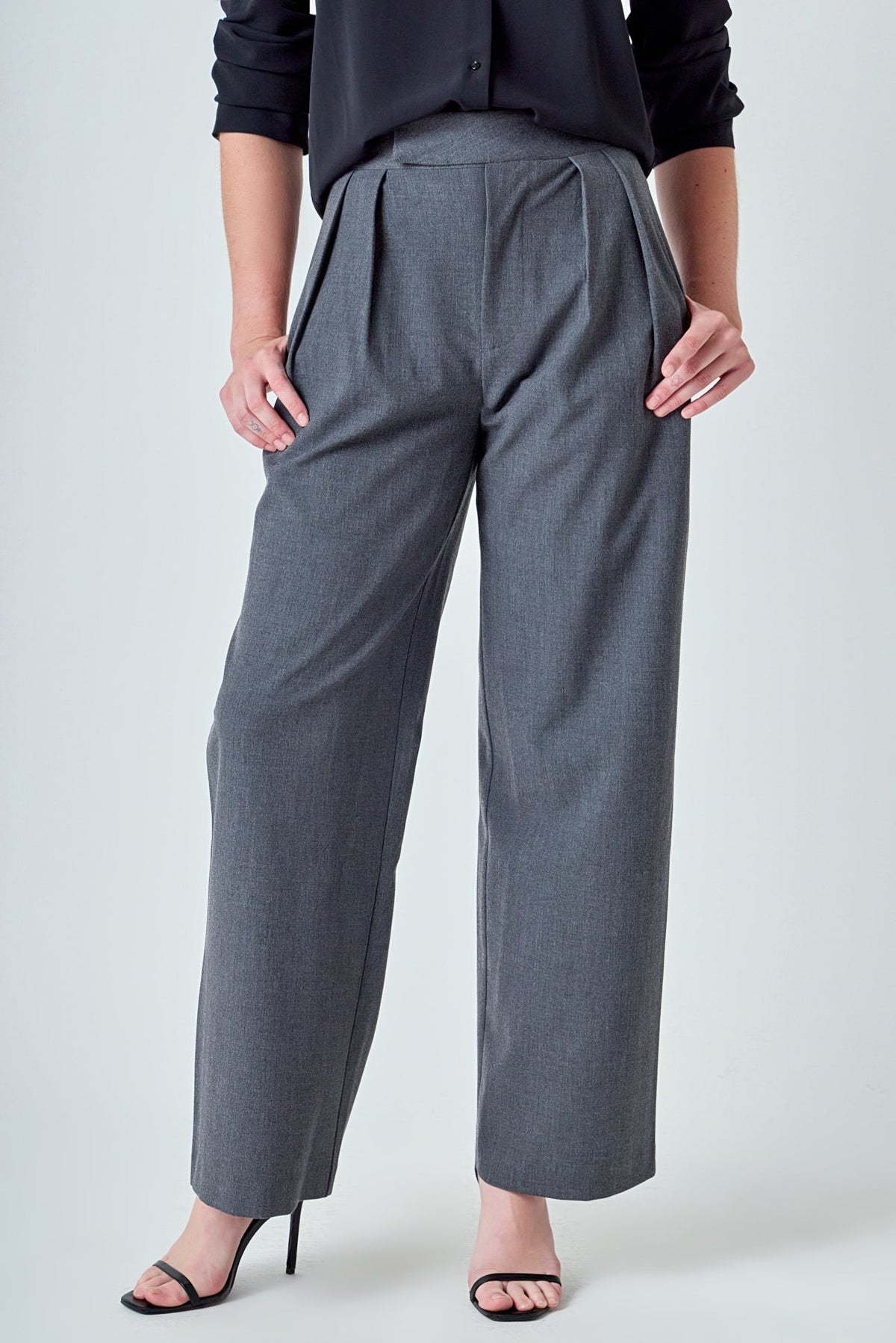 ENDLESS ROSE - Mid Rise Pleated Wide leg Trousers - PANTS available at Objectrare