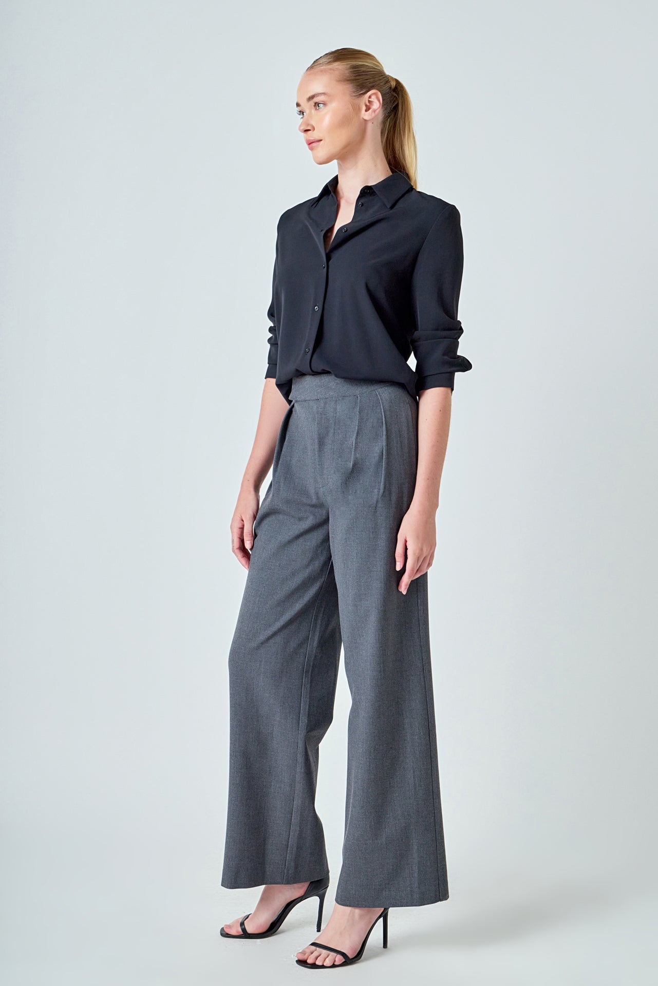 ENDLESS ROSE - Mid Rise Pleated Wide leg Trousers - PANTS available at Objectrare