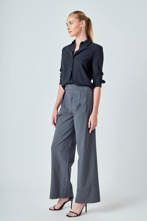 ENDLESS ROSE - Mid Rise Pleated Wide leg Trousers - PANTS available at Objectrare