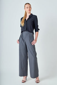 ENDLESS ROSE - Mid Rise Pleated Wide leg Trousers - PANTS available at Objectrare