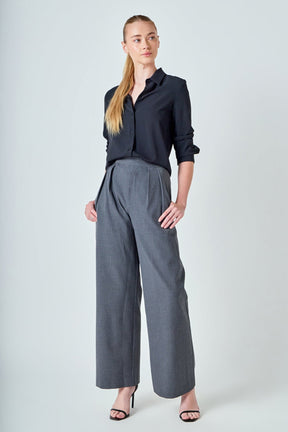ENDLESS ROSE - Mid Rise Pleated Wide leg Trousers - PANTS available at Objectrare