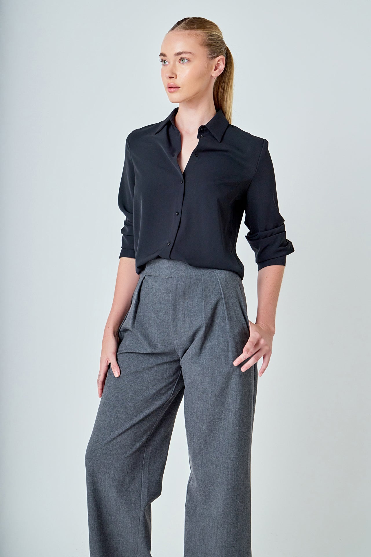 ENDLESS ROSE - Mid Rise Pleated Wide leg Trousers - PANTS available at Objectrare