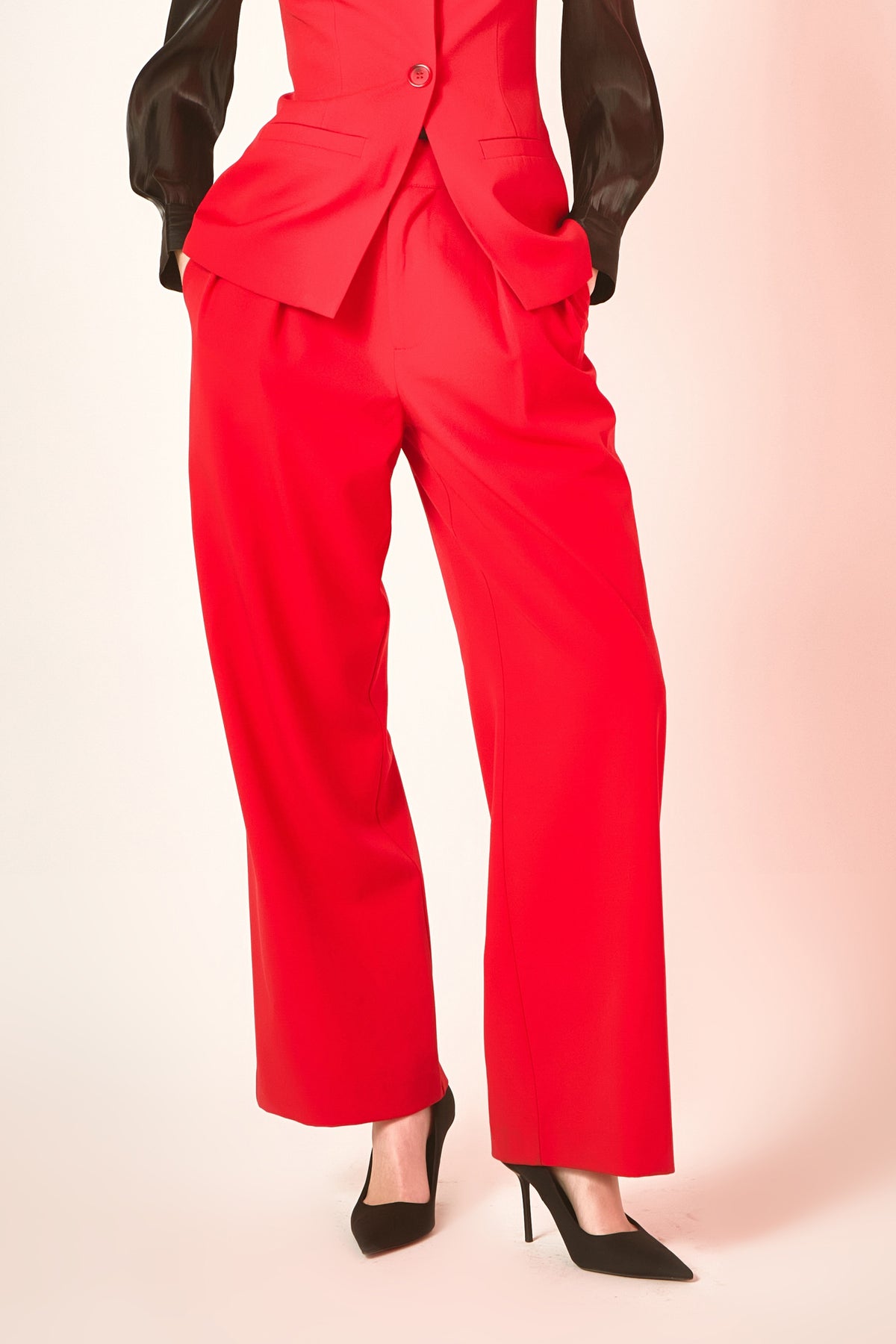 ENDLESS ROSE - Endless Rose - Mid Rise Pleated Wide leg Trousers - PANTS available at Objectrare