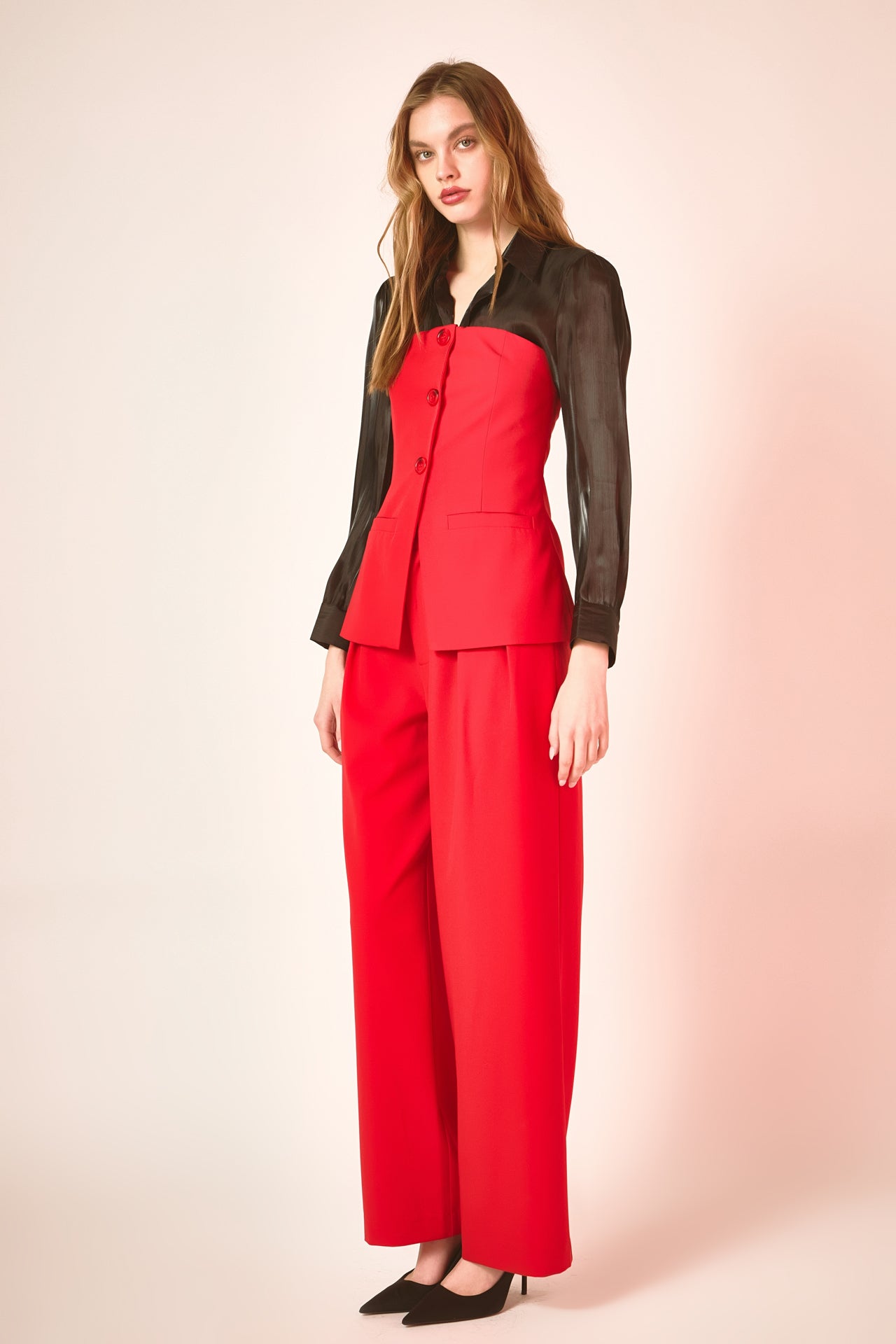 ENDLESS ROSE - Mid Rise Pleated Wide leg Trousers - PANTS available at Objectrare