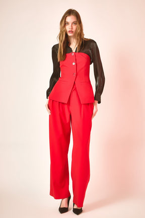 ENDLESS ROSE - Mid Rise Pleated Wide leg Trousers - PANTS available at Objectrare