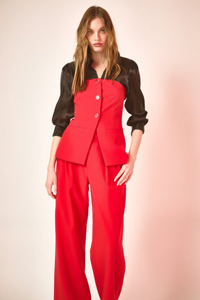 ENDLESS ROSE - Mid Rise Pleated Wide leg Trousers - PANTS available at Objectrare