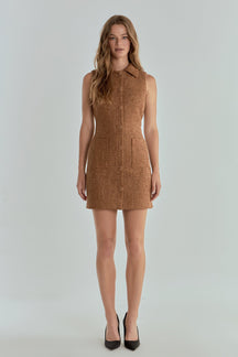 ENDLESS ROSE - Endless Rose - Tweed Collared Mini Dress - DRESSES available at Objectrare