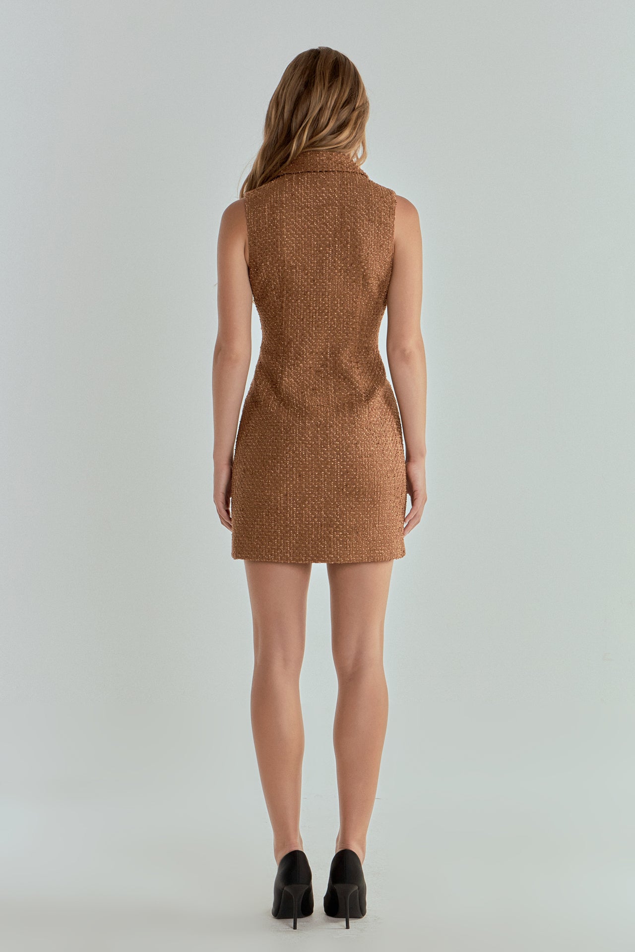 ENDLESS ROSE - Endless Rose - Tweed Collared Mini Dress - DRESSES available at Objectrare