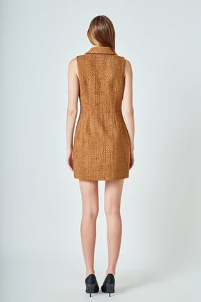 ENDLESS ROSE - Tweed Collared Mini Dress - DRESSES available at Objectrare