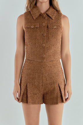 ENDLESS ROSE - Endless Rose - Tweed Short Sleeveless Jacket - JACKETS available at Objectrare