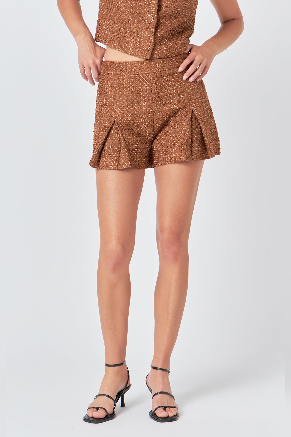 Tweed Pleated Shorts