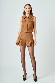 ENDLESS ROSE - Tweed Pleated Shorts - SHORTS available at Objectrare