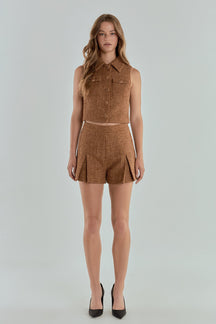 ENDLESS ROSE - Endless Rose - Tweed Pleated Shorts - SHORTS available at Objectrare