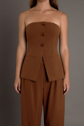 ENDLESS ROSE - Strapless 3-pc button Long Top - TOPS available at Objectrare