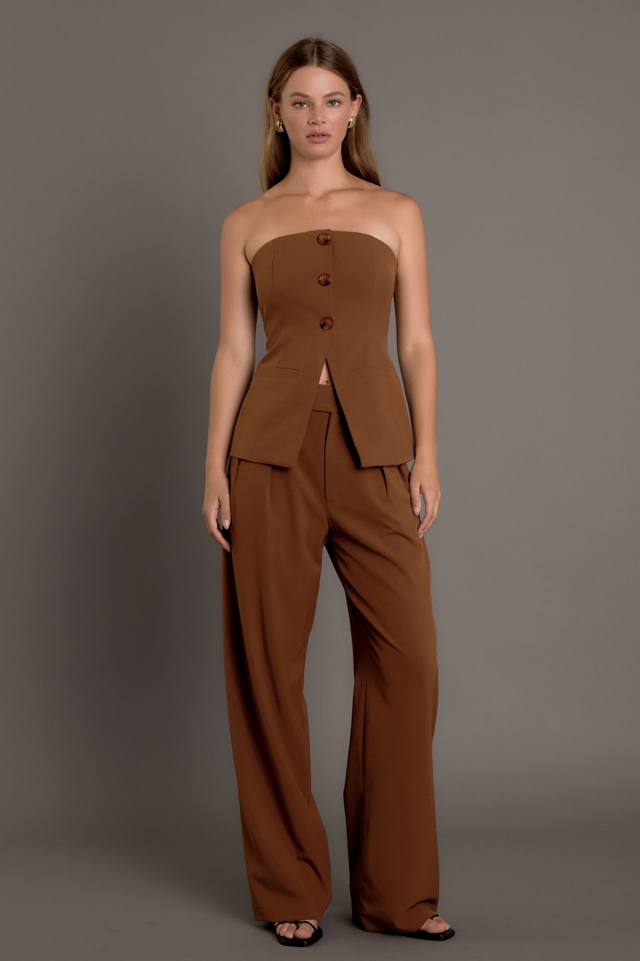 ENDLESS ROSE - Strapless 3-pc button Long Top - TOPS available at Objectrare