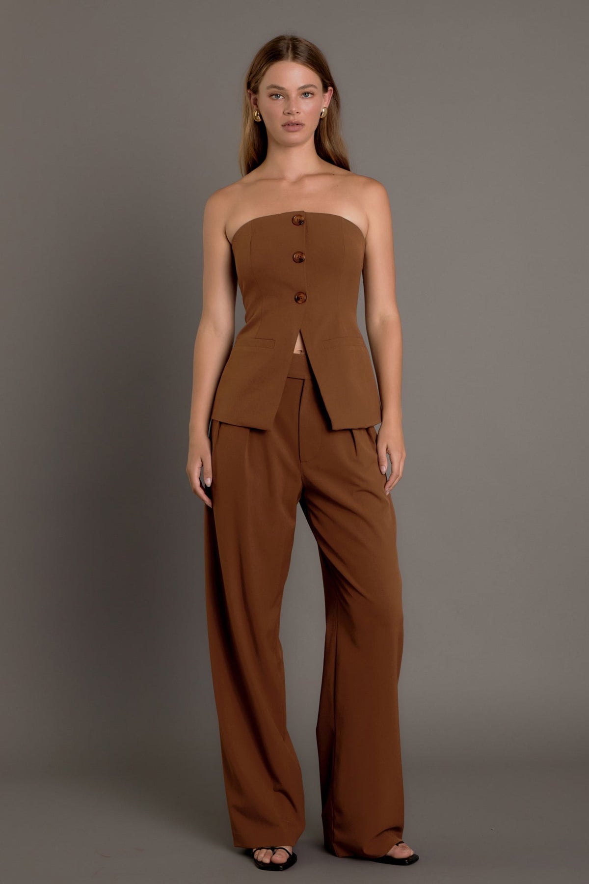 ENDLESS ROSE - Strapless 3-pc button Long Top - TOPS available at Objectrare